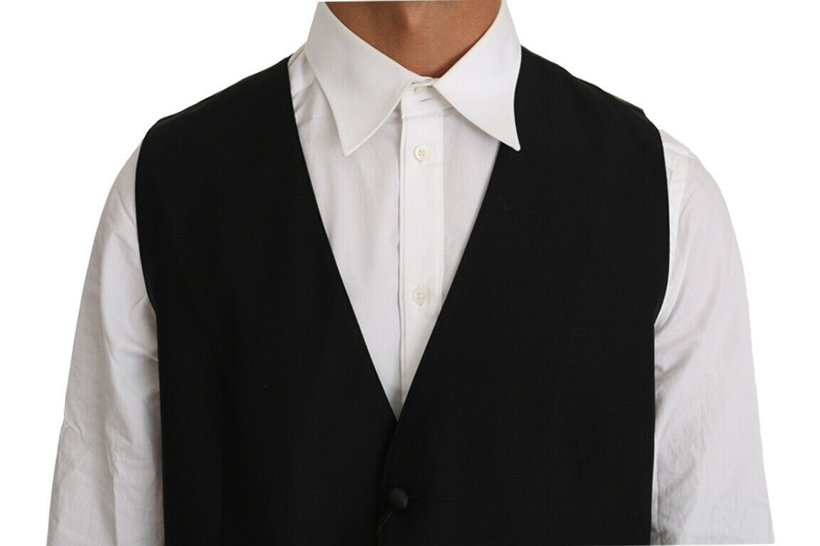 Dolce & Gabbana Elegant Black Formal Wool Blend Men's Vest