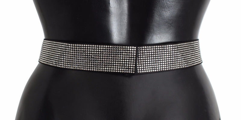 Dolce & Gabbana Black Silk Crystal Bow Waist Belt Men's Elegance