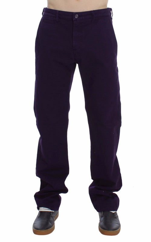 GF Ferre Purple Cotton Stretch Slim Men's Chinos