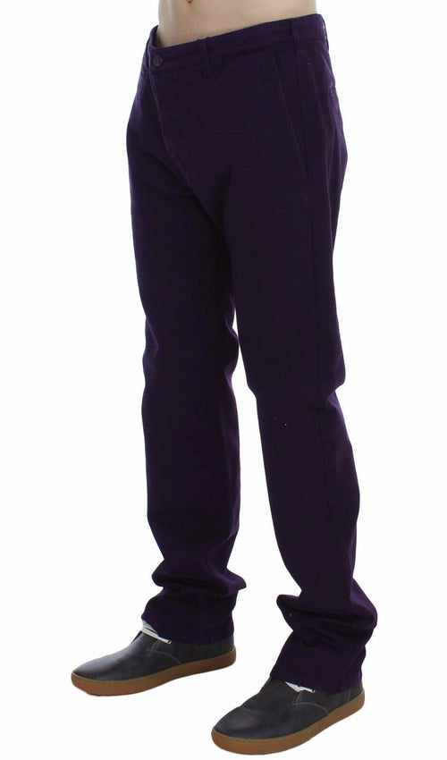 GF Ferre Purple Cotton Stretch Slim Men's Chinos