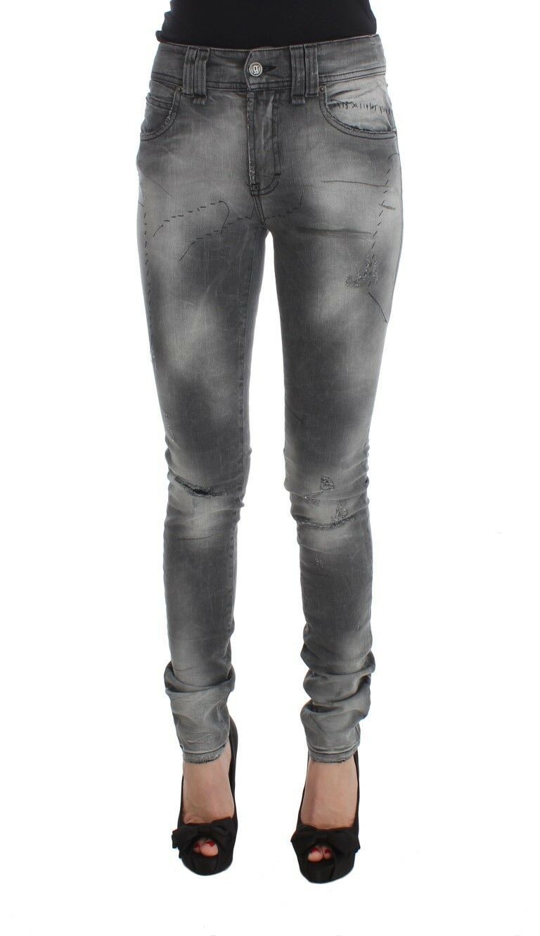 John Galliano Chic Gray Slim Fit Designer Women's Jeans