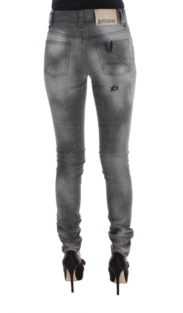 John Galliano Chic Gray Slim Fit Designer Women's Jeans