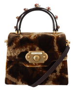 Dolce & Gabbana Elegant Giraffe Pattern Welcome Bag with Gold Women's Accents