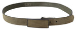 Costume National Chic Army Green Velvet Buckle Leather Men's Belt