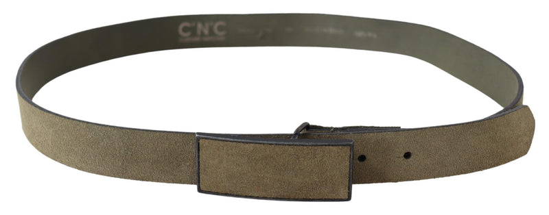 Costume National Chic Army Green Velvet Buckle Leather Men's Belt