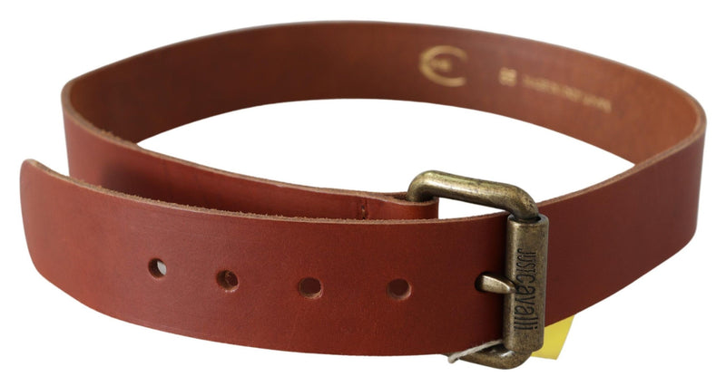 Just Cavalli Chic Brown Leather Logo Waist Women's Belt