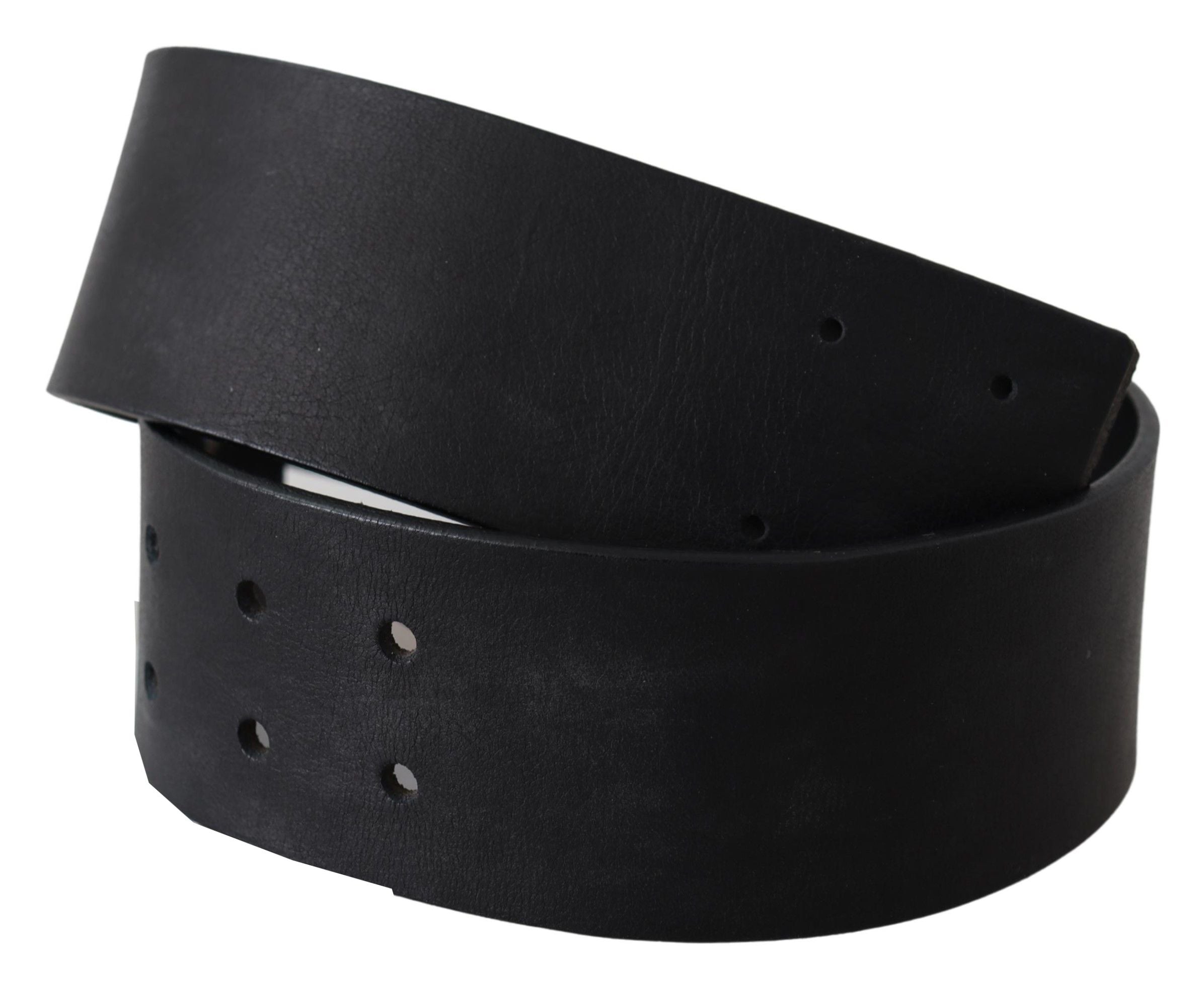 GF Ferre Elegant Solid Black Leather Women's Belt