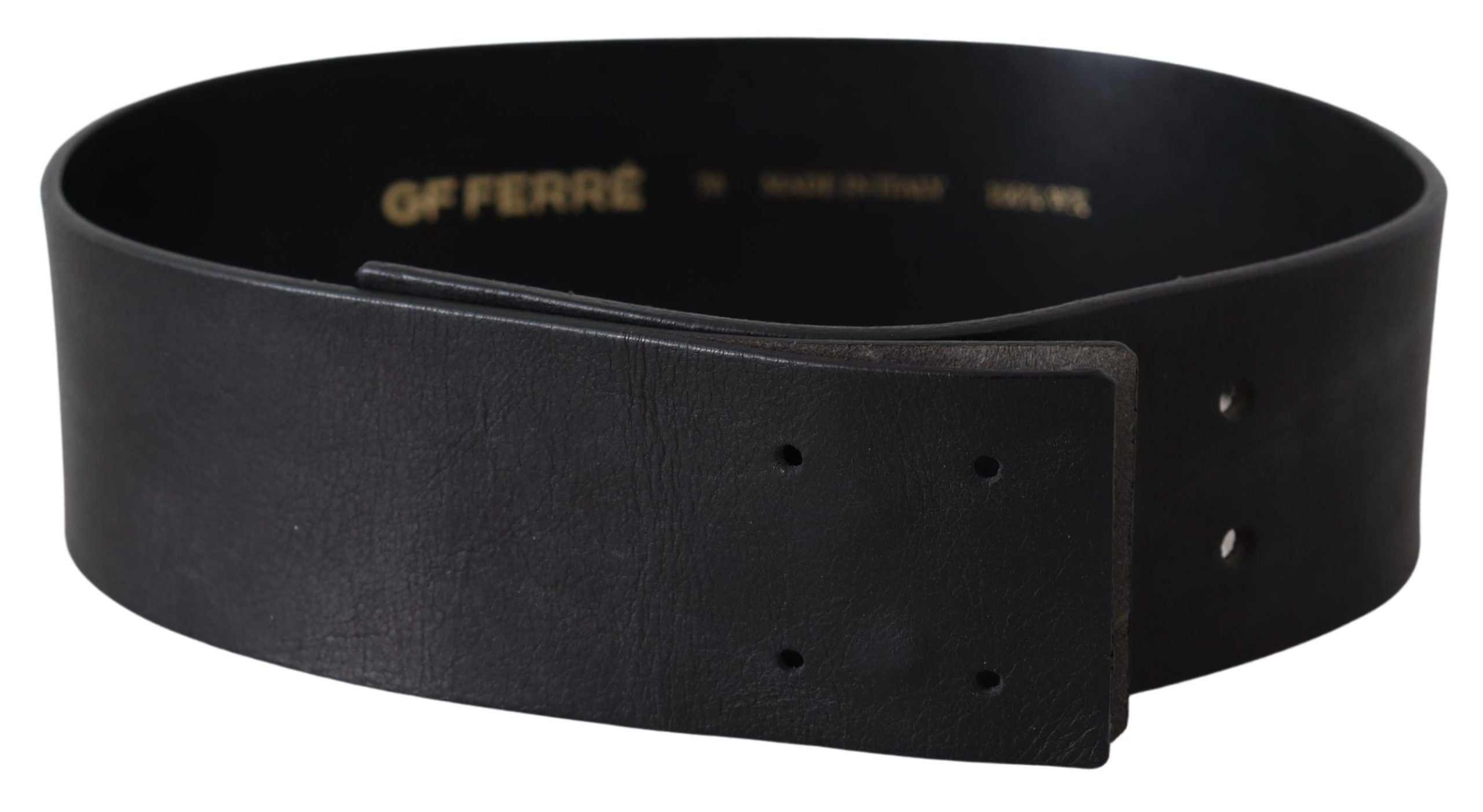 GF Ferre Elegant Solid Black Leather Women's Belt