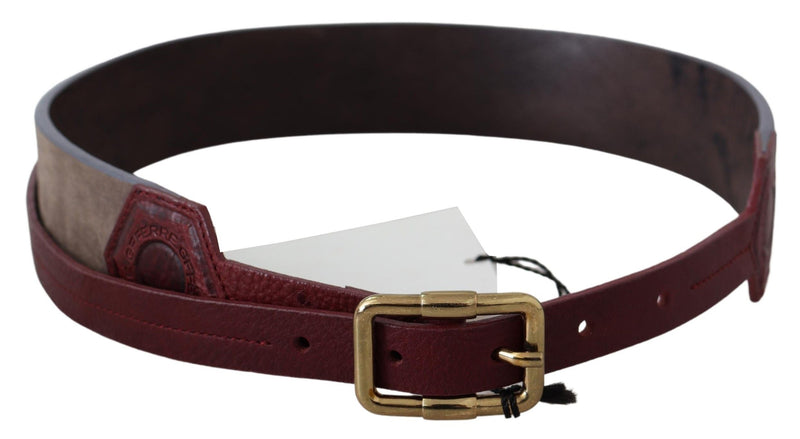 GF Ferre Elegant Brown Leather Belt with Gold Women's Buckle