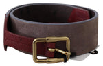 GF Ferre Elegant Brown Leather Belt with Gold Women's Buckle