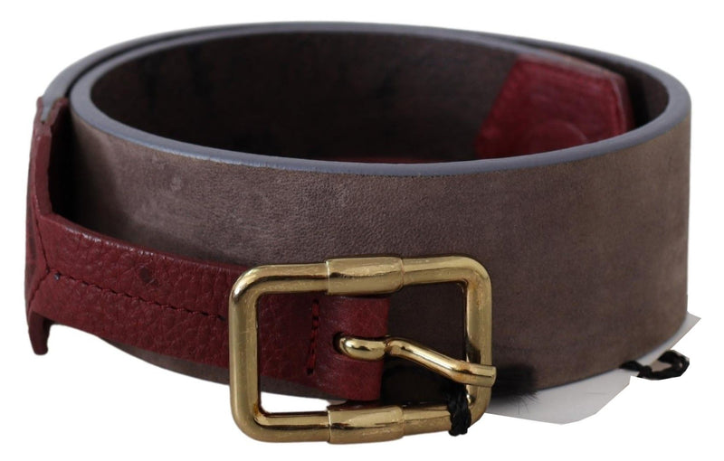 GF Ferre Elegant Brown Leather Belt with Gold Women's Buckle