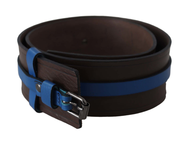 Costume National Elegant Brown Leather Belt with Blue Women's Lining