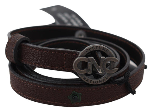 Costume National Elegant Brown Leather Belt with Rustic Women's Hardware