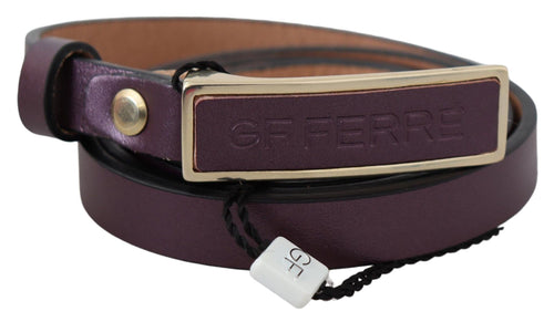 GF Ferre Elegant Maroon Leather Belt with Gold-Tone Women's Buckle