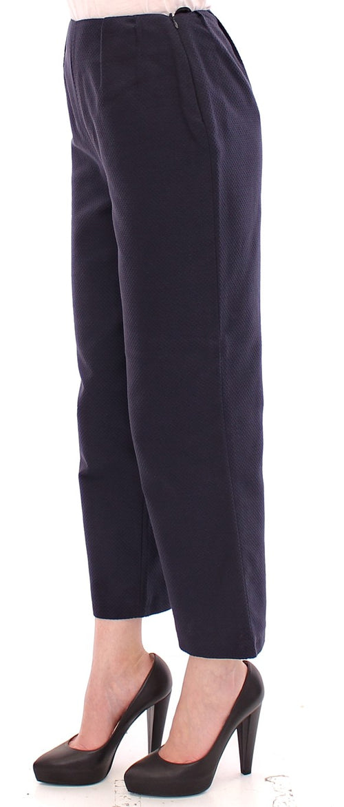 Andrea Incontri Chic Cropped Blue Pants - Exquisite Women's Craftsmanship