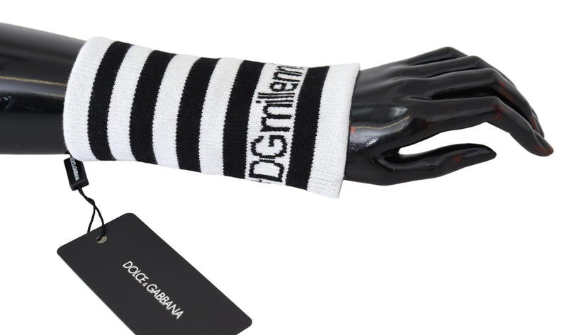 Dolce & Gabbana Elegant Black & White Wool Blend Wrist Men's Wrap