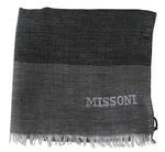 Missoni Elegant Striped Wool Scarf with Logo Men's Embroidery