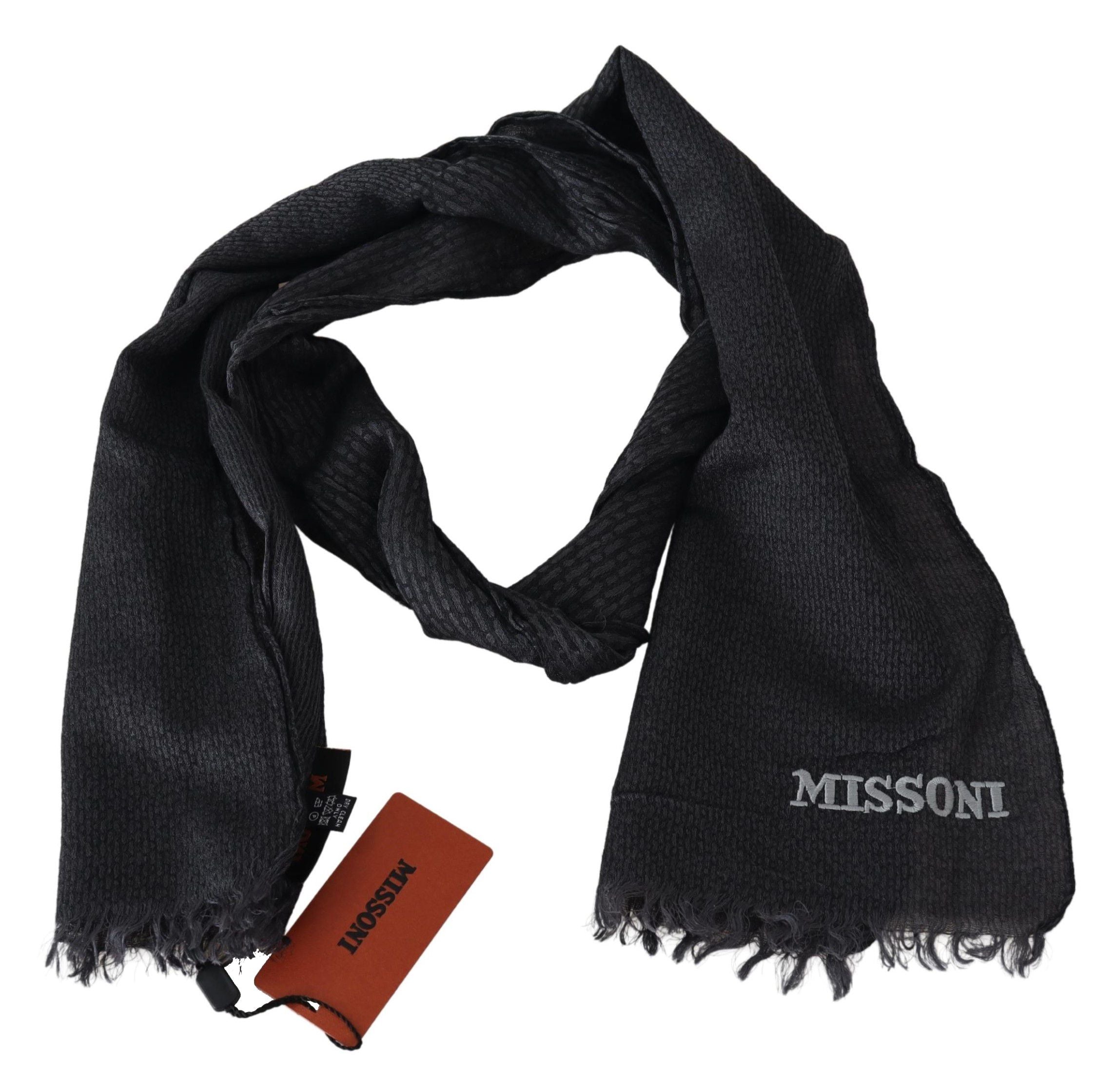 Missoni Elegant Black Wool Fringed Men's Scarf