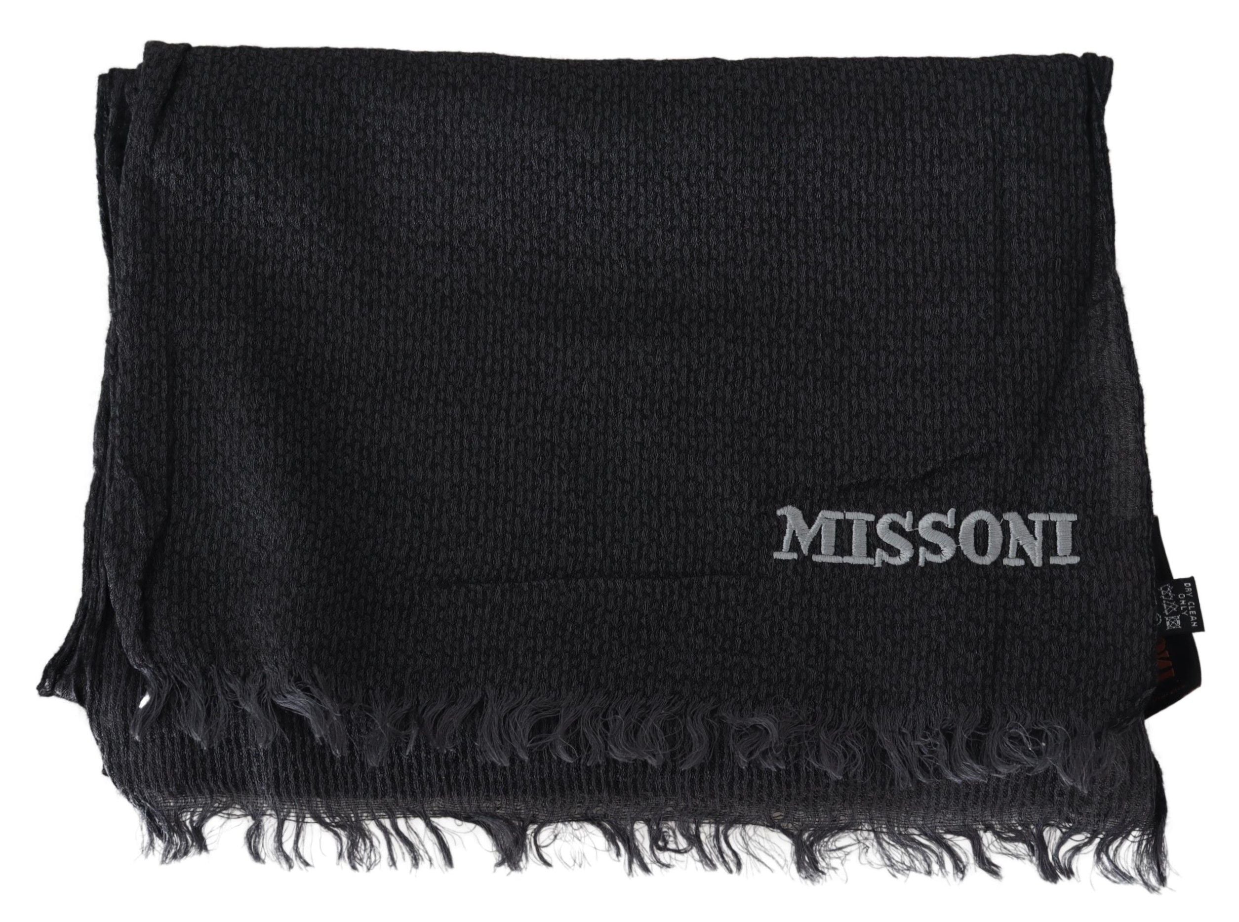 Missoni Elegant Black Wool Fringed Men's Scarf