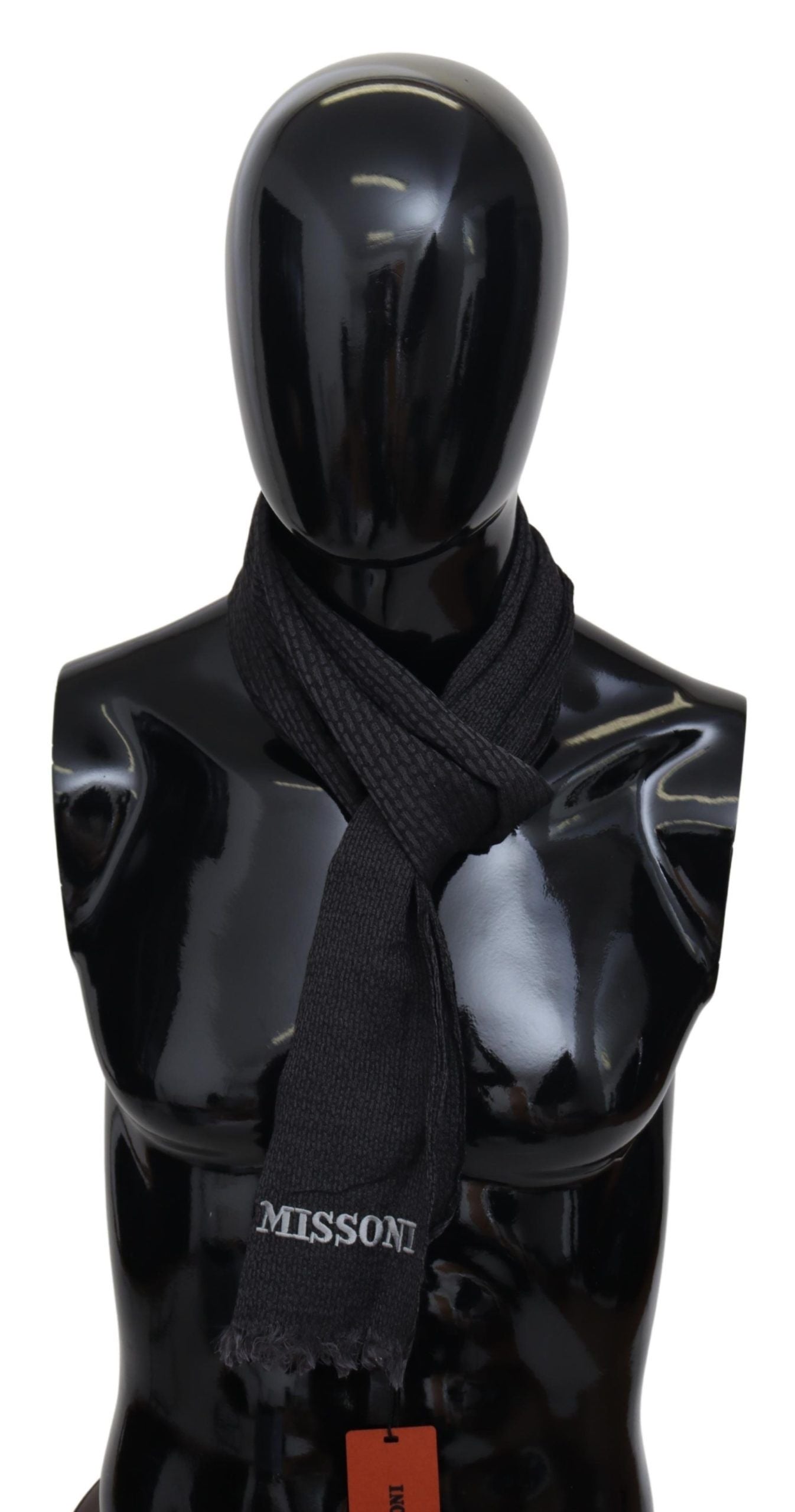 Missoni Elegant Black Wool Fringed Men's Scarf