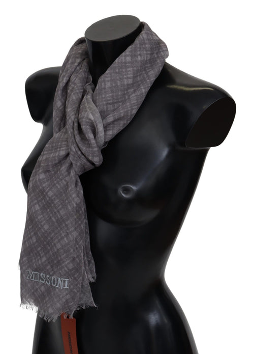 Missoni Elegant Wool Silk Blend Plaid Men's Scarf