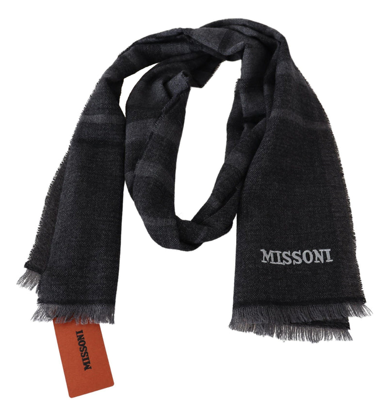 Missoni Elegant Wool Scarf with Signature Men's Stripes