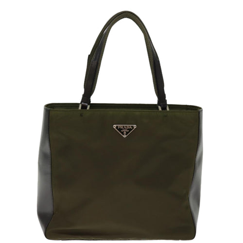 Prada Tessuto Khaki Synthetic Handbag (Pre-Owned)