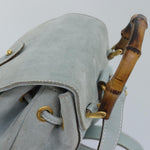 Gucci Bamboo Blue Suede Backpack Bag (Pre-Owned)