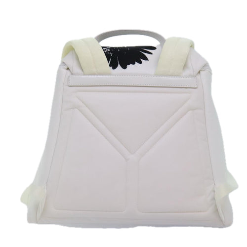 Prada Signaux Printed White Synthetic Backpack Bag (Pre-Owned)