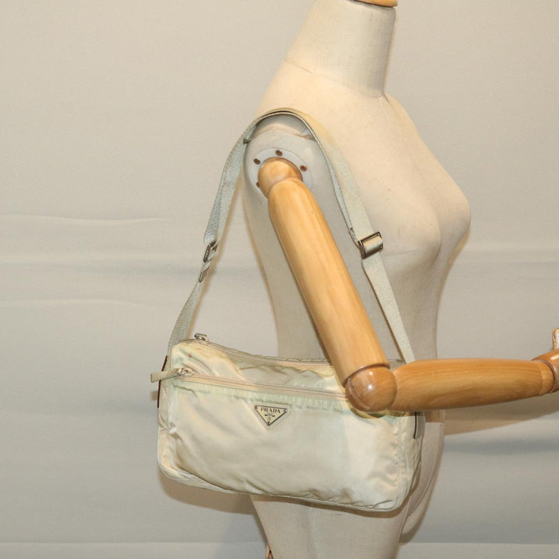 Prada Tessuto Beige Synthetic Shoulder Bag (Pre-Owned)