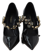 Dolce & Gabbana Elegant Black Leather Crystal Women's Pumps