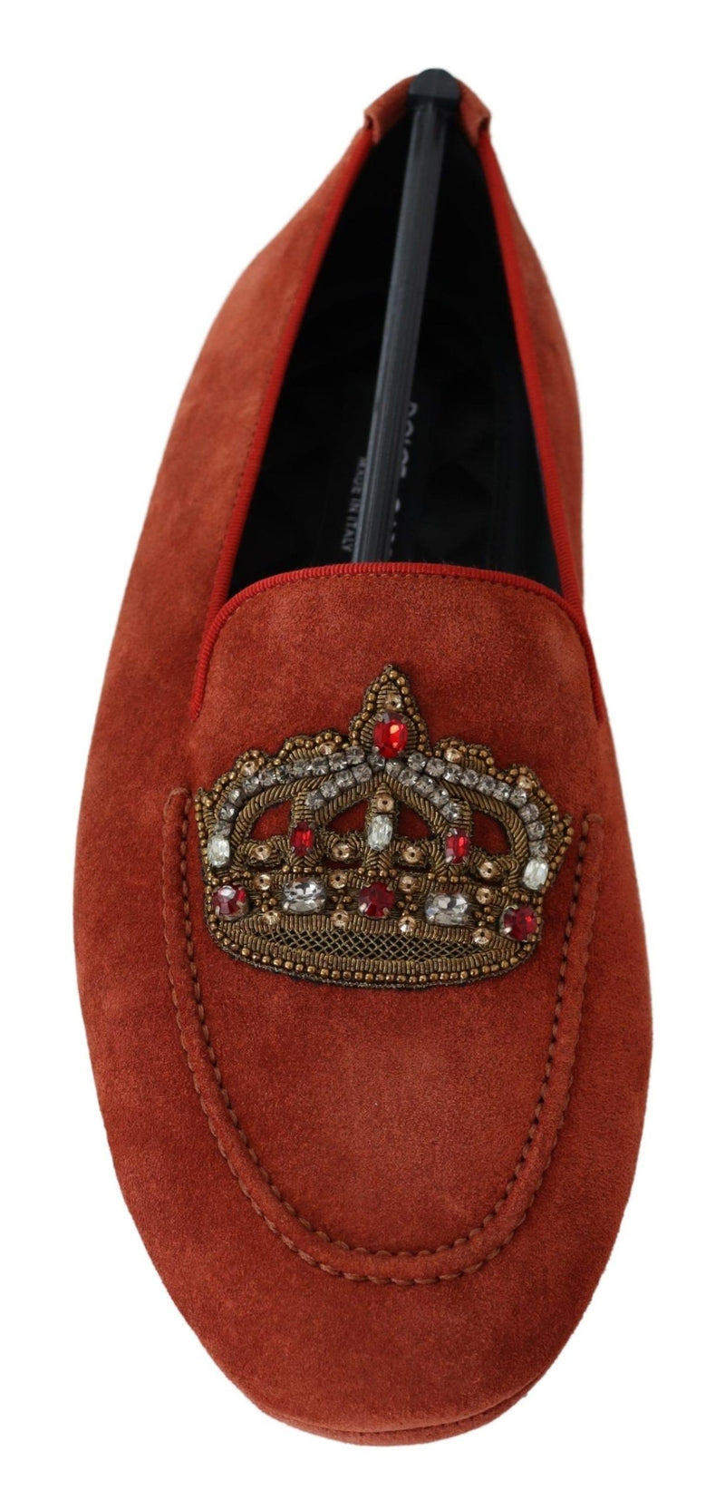 Dolce & Gabbana Opulent Orange Leather Loafers with Gold Men's Embroidery