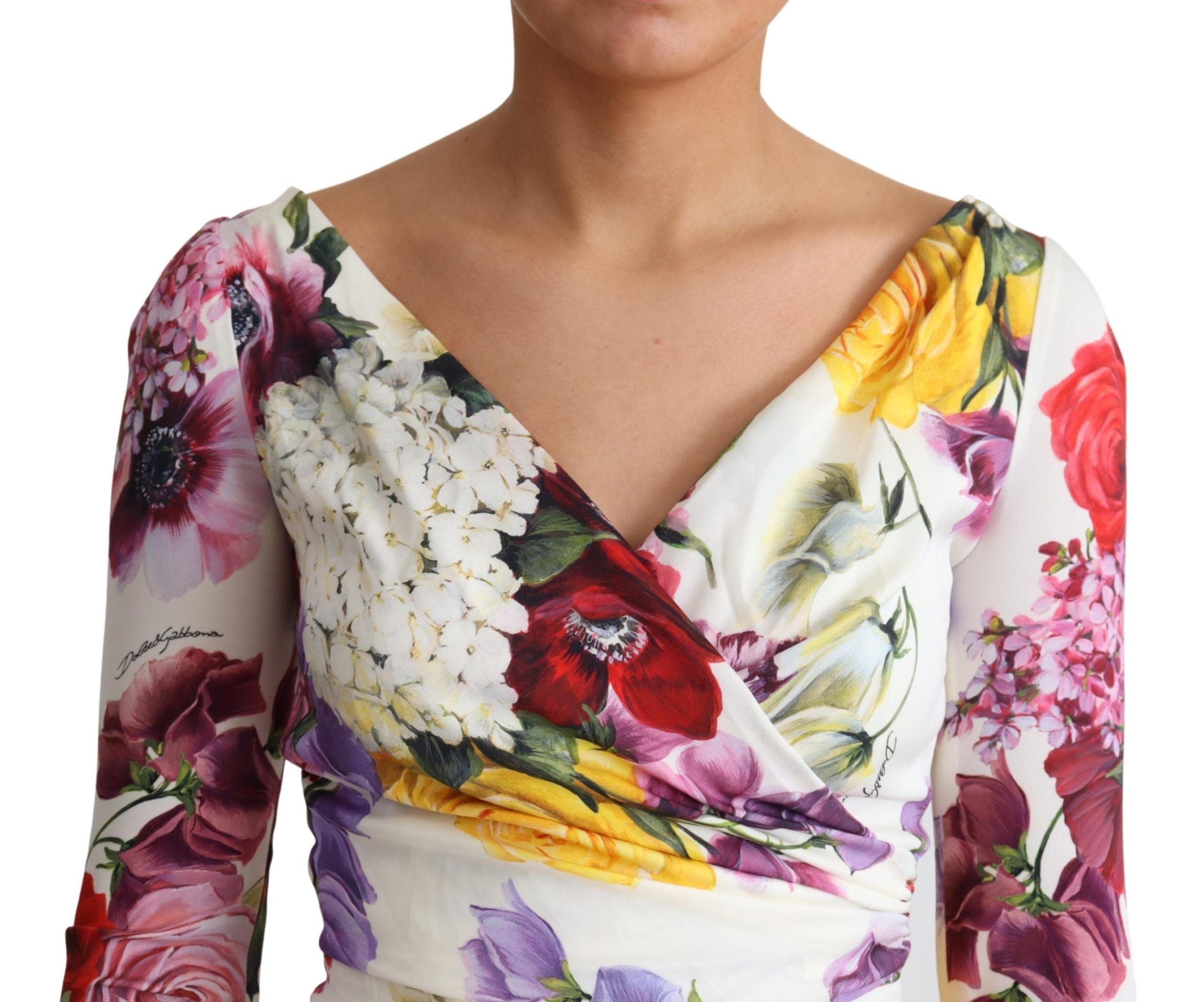 Dolce & Gabbana Elegant Floral Sheath Silk Women's Dress