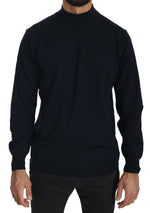 MILA SCHÖN Elegant Dark Blue Pullover Men's Sweater