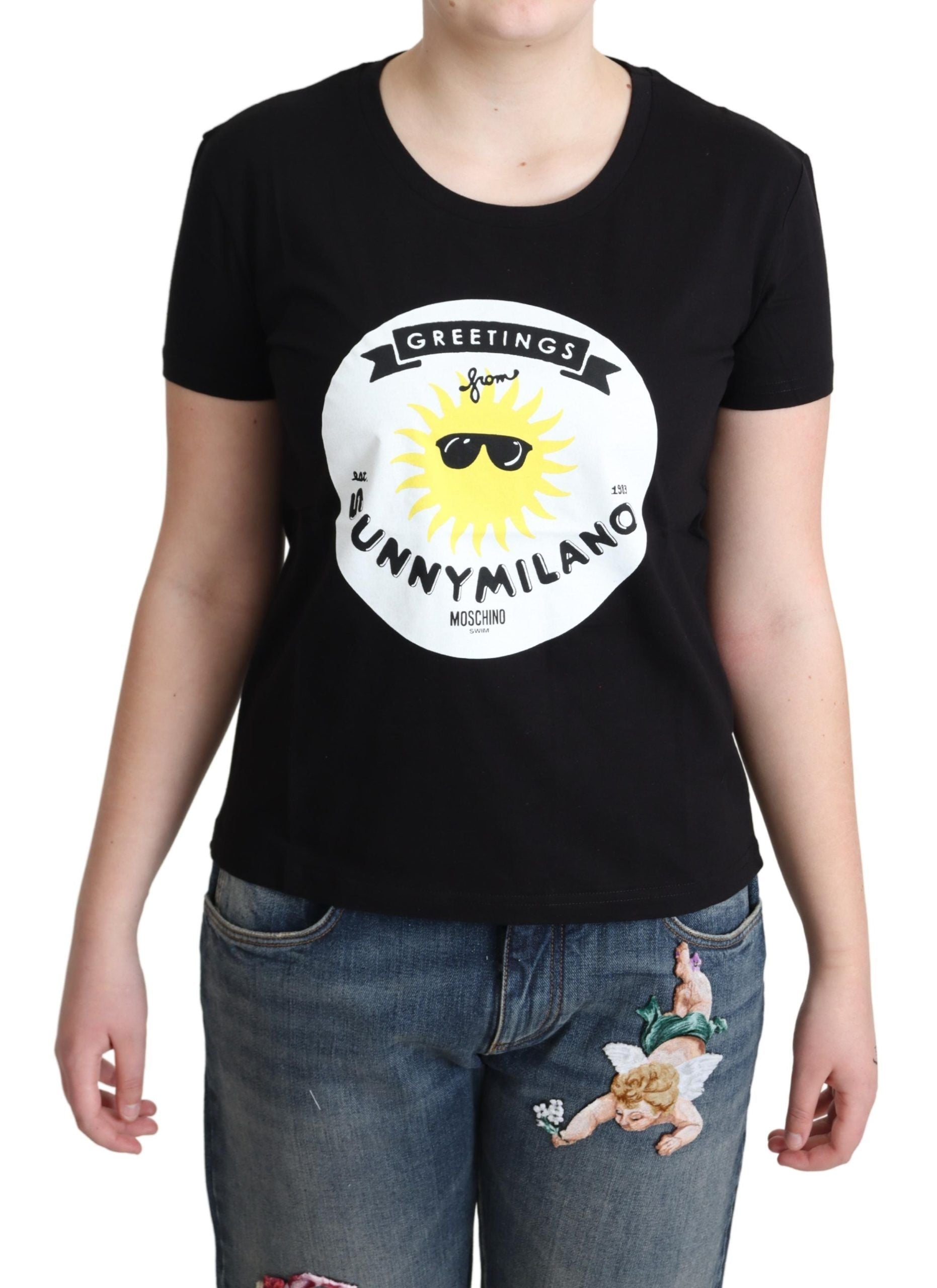 Moschino Chic Moschino Cotton Tee with Milano Women's Print