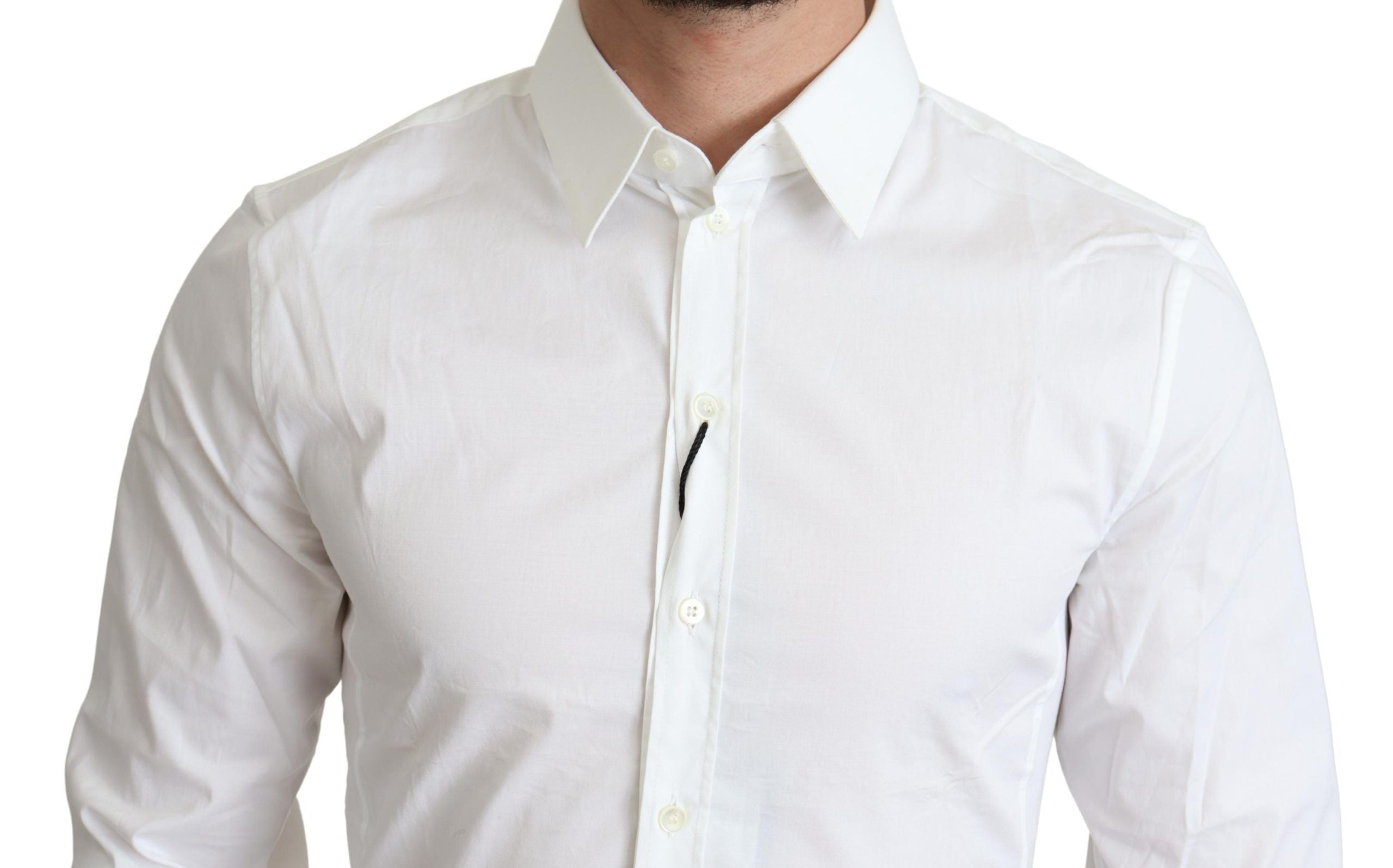 Dolce & Gabbana Elegant White Cotton Stretch Dress Men's Shirt