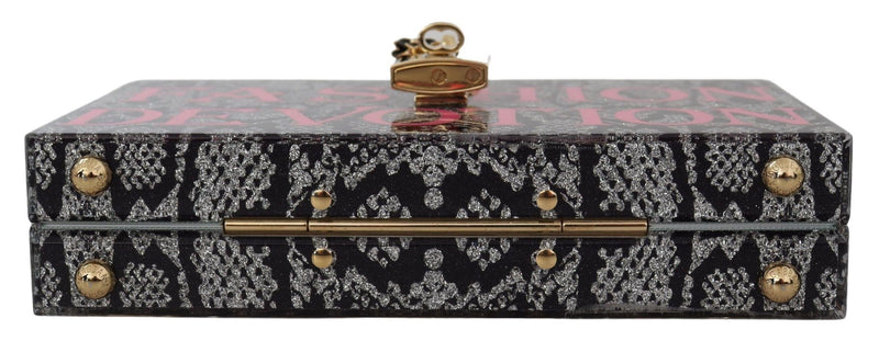 Dolce & Gabbana Gray Resin Dolce Box Clutch with Gold Women's Details