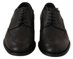 Dolce & Gabbana Elegant Black Leather Derby Wingtip Men's Shoes