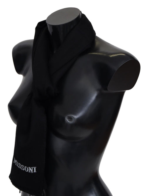 Missoni Elegant Embroidered Wool Scarf in Men's Black