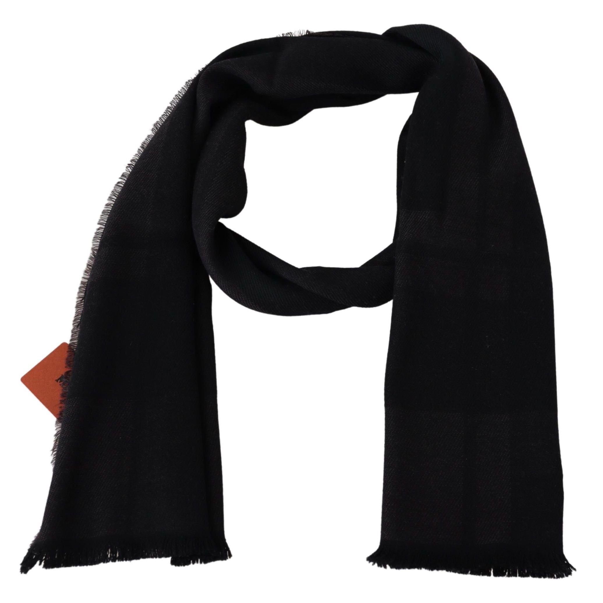 Missoni Elegant Black Wool Scarf with Logo Men's Embroidery