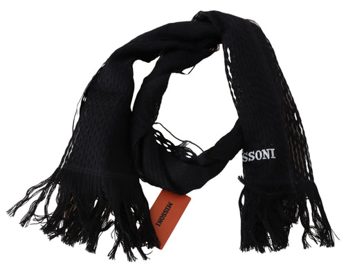 Missoni Elegant Wool Silk Unisex Black Men's Scarf