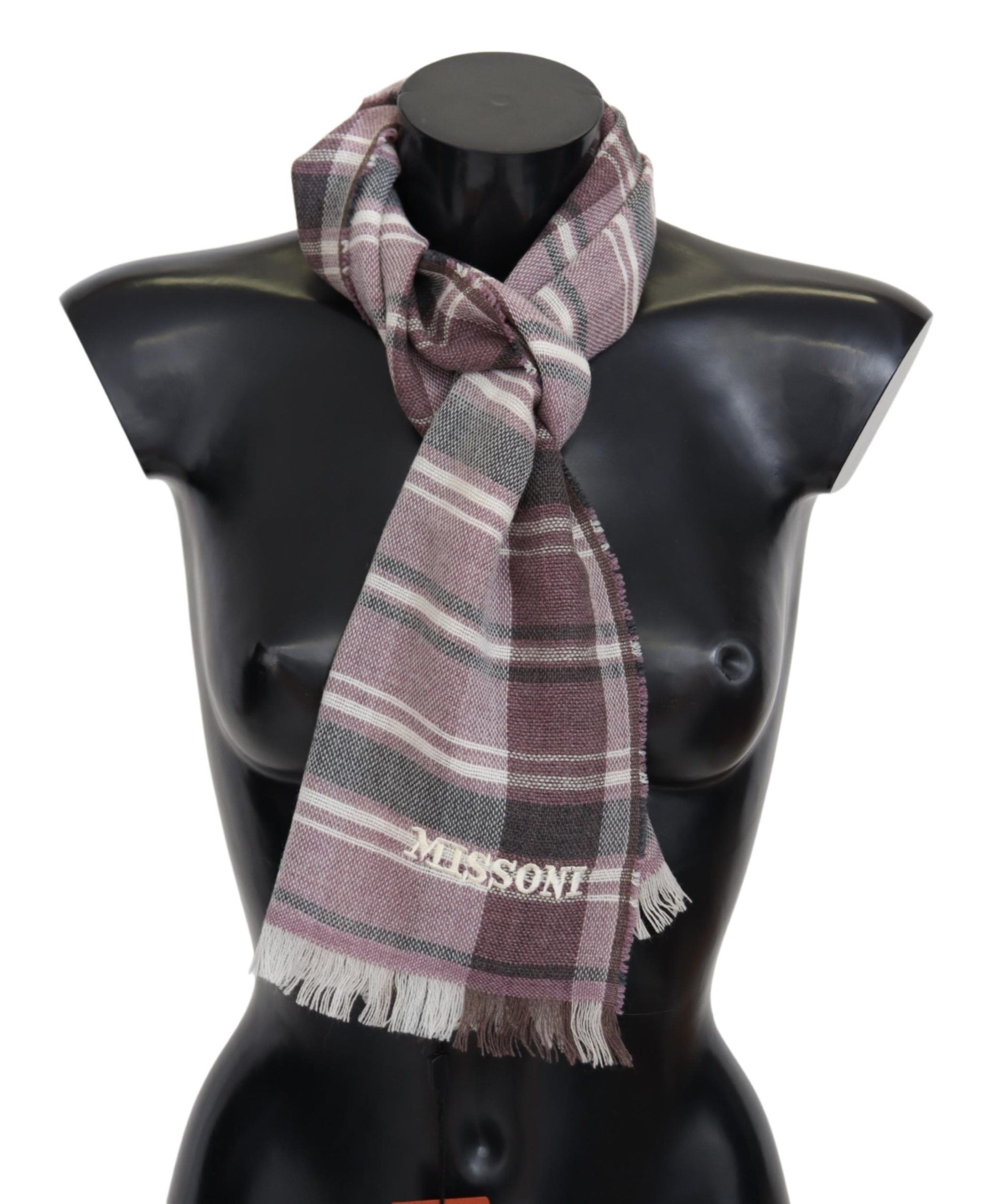 Missoni Elegant Multicolor Wool Scarf with Logo Men's Embroidery