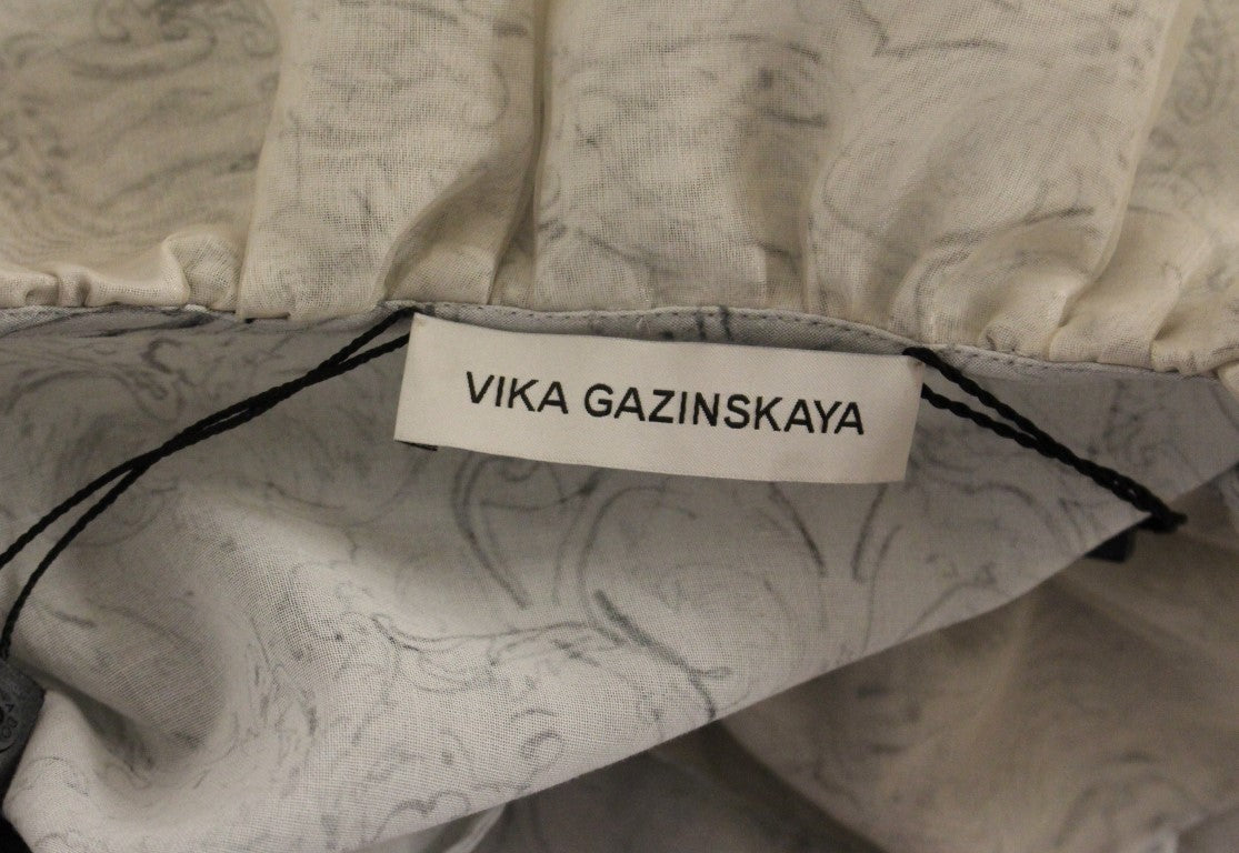 Vika Gazinskaya Elegant Blue Cotton Tunic Women's Blouse