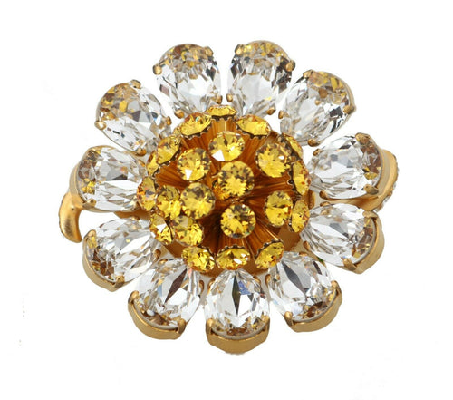 Dolce & Gabbana Crystal Flower Statement Ring Size US Women's 7.5