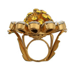 Dolce & Gabbana Gold Brass Yellow Crystal Flower Women's Ring