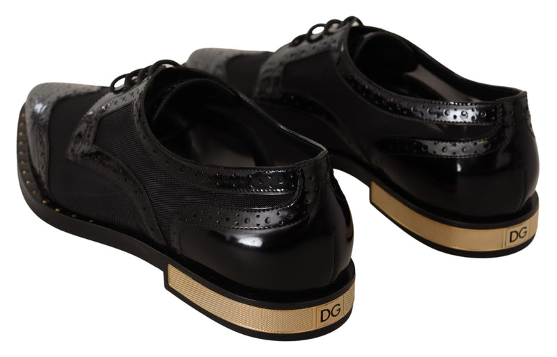 Dolce & Gabbana Elegant Gold-Trimmed Black Oxford Women's Lace-Ups