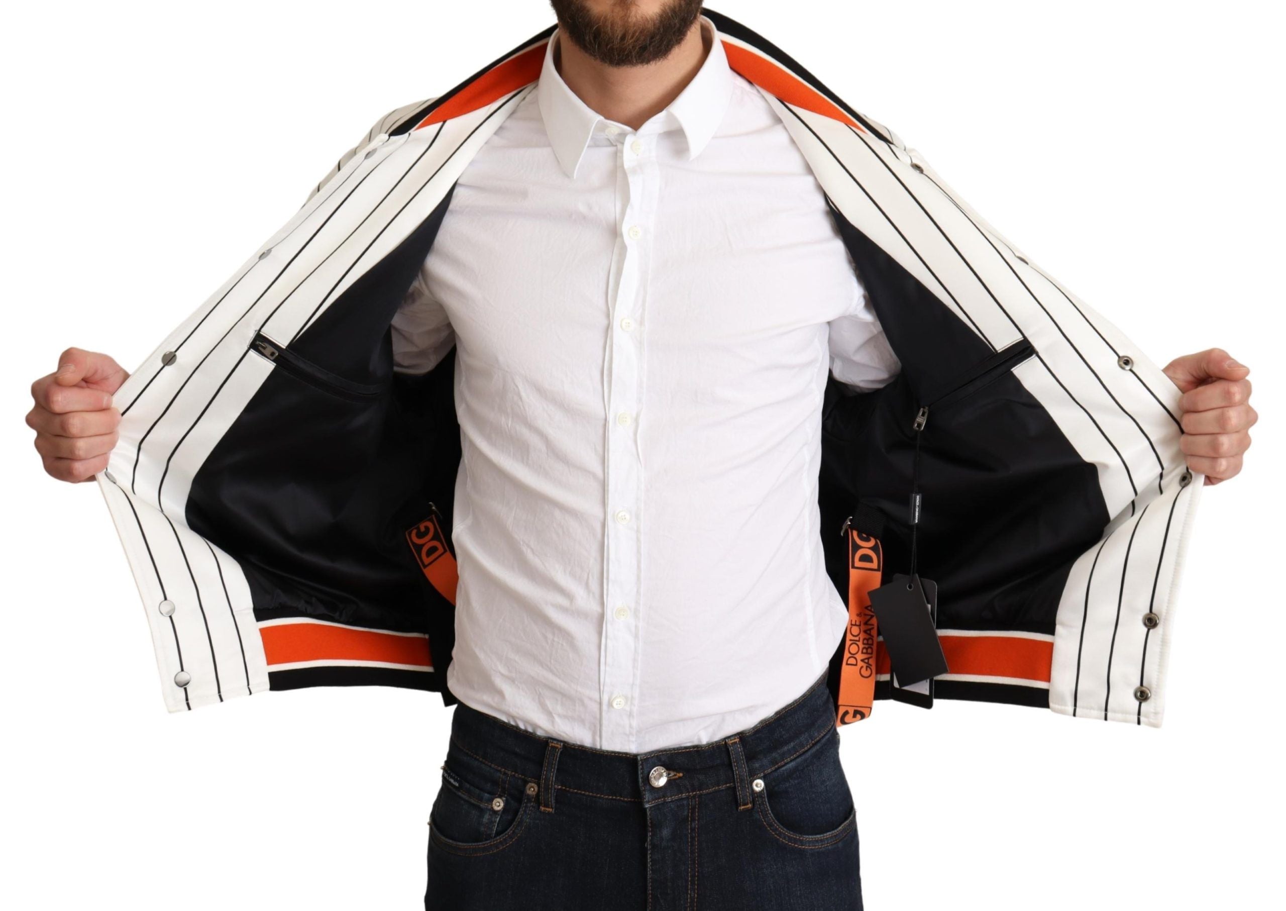 Dolce & Gabbana Regal Lion Bomber Jacket in Men's White