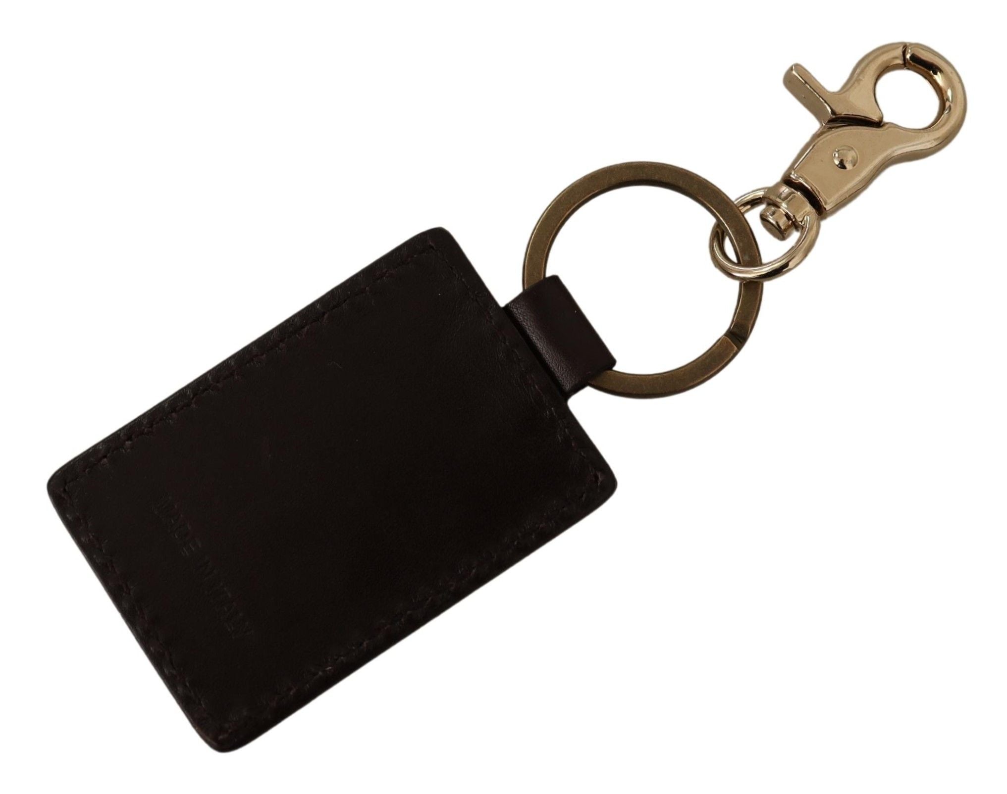 Dolce & Gabbana Elegant Unisex Leather Keyring with Gold Men's Detail