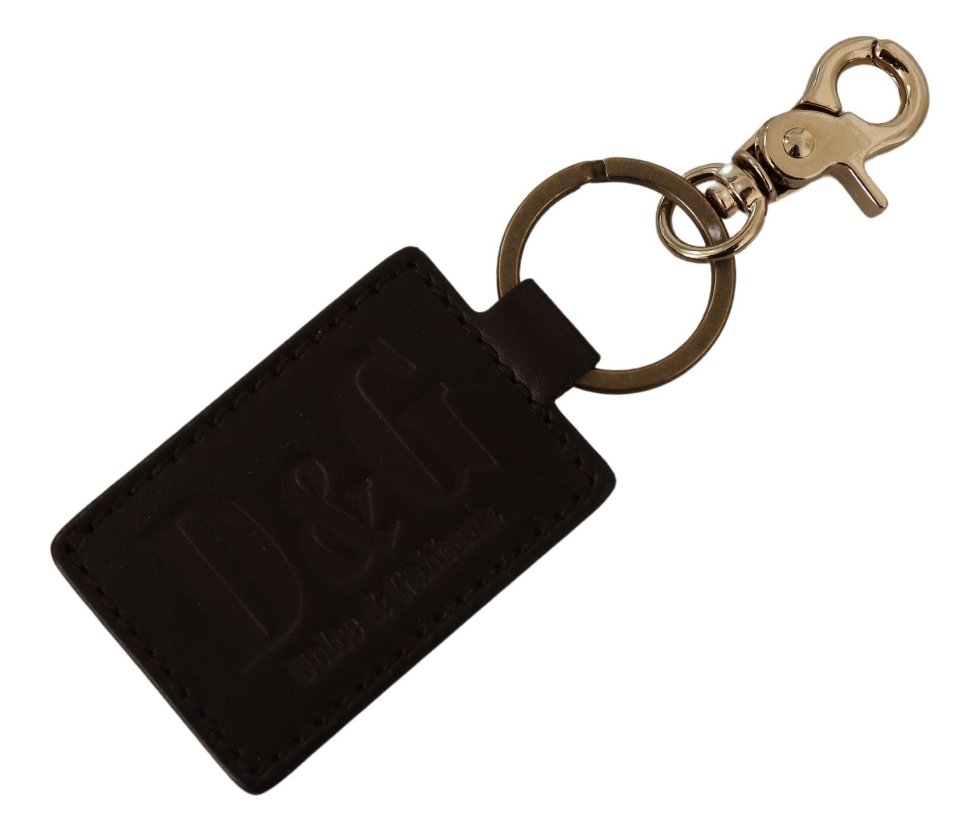 Dolce & Gabbana Elegant Unisex Leather Keyring with Gold Men's Detail