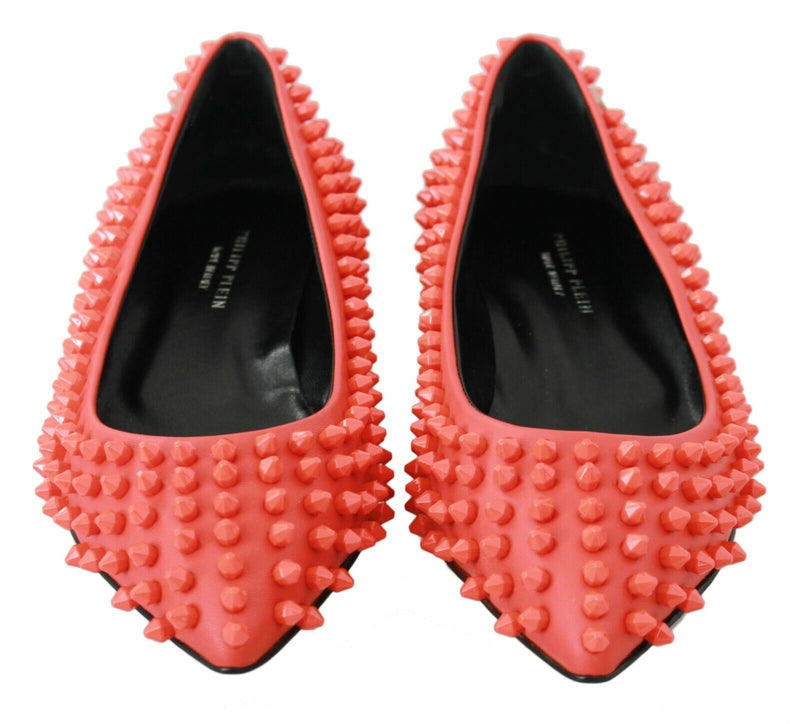 Philipp Plein Vibrant Orange Pointed Leather Women's Flats